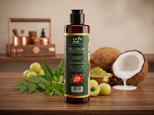 Regrow Herbal Hair Oil - 225ml (200ml + 25ml FREE) | Natural Hair Growth & Hair Fall Care