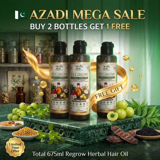 🇵🇰 Azadi Special | Buy 2 Get 1 FREE – Regrow Herbal Hair Oil | 3 x 225ml Bundle