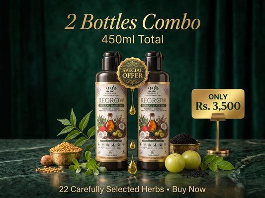Regrow Herbal Hair Oil (2 Bottle Combo) – Buy 2 x 225ml Bottles for Only Rs. 3,500 | 22 Herbal Ingredients